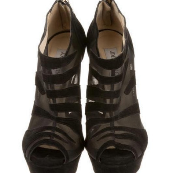 Jimmy Choo black suede mesh high heels bootie - Picture 3 of 5